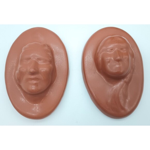 Other - Vtg Van Briggle Art Pottery Figural Wall Plaques Native American Set 2 Brown